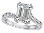 Star K Antique Vintage Style Emerald Cut 8x6 Genuine White Topaz Solitaire Engagement Promise Ring