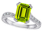 Star K Antique Vintage Style Emerald Cut 8x6 Genuine Peridot Solitaire Engagement Promise Ring