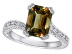 Star K Antique Vintage Style Emerald Cut 8x6 Genuine Smoky Quartz Solitaire Engagement Promise Ring