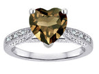 Star K Heart Shape 8mm Genuine Smoky Quartz Antique Vintage Style Solitaire Engagement Promise Ring
