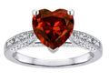 Star K™ Heart Shape 8mm Genuine Garnet Antique Vintage Style Solitaire Engagement Promise Ring