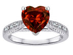 Star K™ Heart Shape 8mm Genuine Garnet Antique Vintage Style Solitaire Engagement Promise Ring