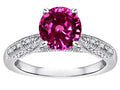 Star K™ Round 7mm Simulated Pink Tourmaline Antique Vintage Style Solitaire Engagement Promise Ring