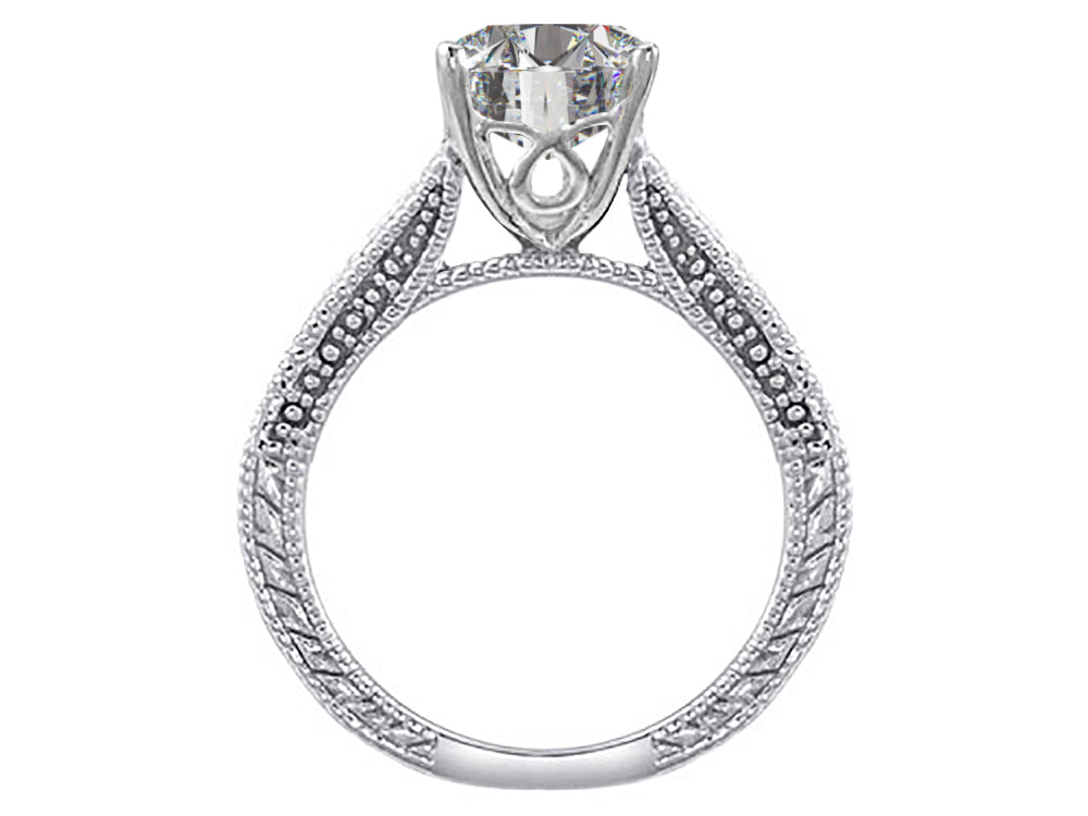 Star K Antique Vintage Style Round 7mm Created Pink Sapphire Solitaire Engagement Promise Ring