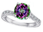 Star K Antique Vintage Style Round 7mm Mystic Topaz Solitaire Engagement Promise Ring