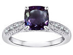 Star K Cushion-Cut 7mm Simulated Alexandrite Antique Vintage Style Solitaire Engagement Promise Ring