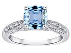 Star K Cushion-Cut 7mm Simulated Aquamarine Antique Vintage Style Solitaire Engagement Promise Ring