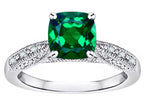 Star K Cushion-Cut 7mm Simulated Emerald Antique Vintage Style Solitaire Engagement Promise Ring