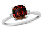 Star K™ 7mm Cushion-Cut Genuine Garnet Classic three 3 stone Engagement Promise Ring
