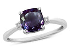 Star K 7mm Cushion-Cut Simulated Alexandrite Classic three 3 stone Engagement Promise Ring