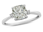 Star K 7mm Cushion-Cut Genuine White Topaz Classic three 3 stone Engagement Promise Ring