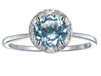 Star K 7mm Round Genuine Sky Blue Topaz Classic Halo Engagement Promise Ring