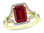 Star K Octagon Emerald Cut 8x6 Created Ruby Vintage Look Split Shank Ring