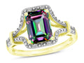 Star K™ Octagon Emerald Cut 8x6 Rainbow Mystic Topaz Vintage Look Split Shank Ring