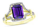Star K Octagon Emerald Cut 8x6 Genuine Amethyst Vintage Look Split Shank Ring
