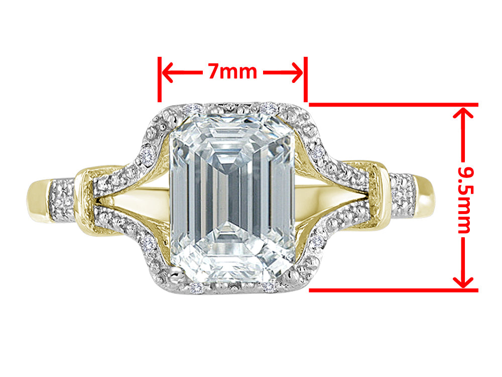 Star K Octagon Emerald Cut 8x6 Genuine Rhodolite Vintage Look Split Shank Ring