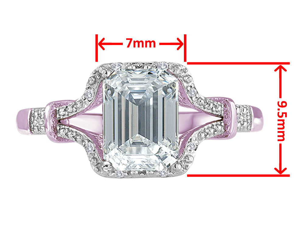 Star K Octagon Emerald Cut 8x6 Genuine White Topaz Vintage Look Split Shank Ring