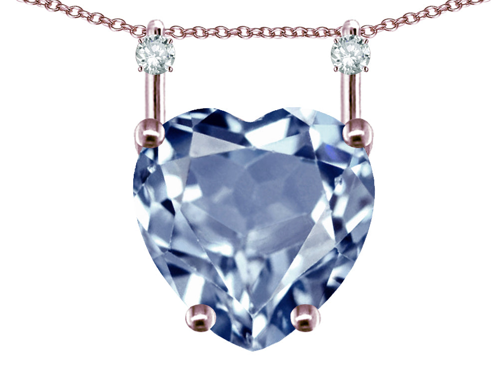 Star K Heart Shape 8mm Genuine Sky Blue Topaz Stackable Mothers Pendant