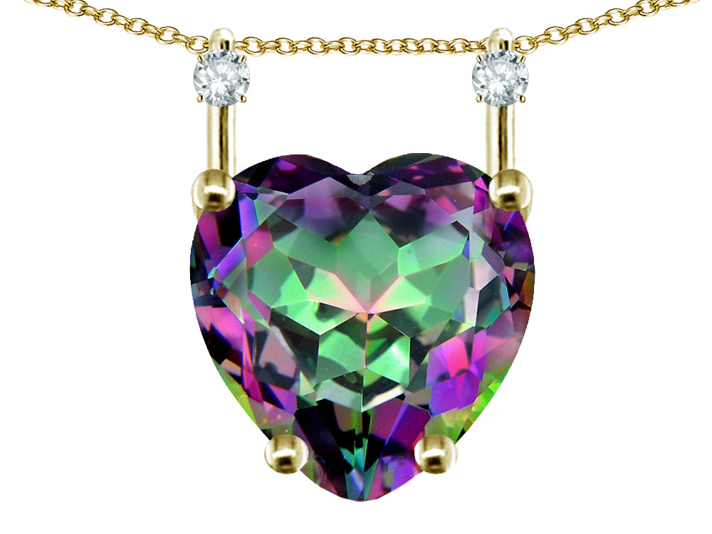 Star K Heart Shape 8mm Rainbow Mystic Topaz Stackable Mothers Pendant
