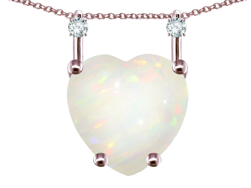 Star K Heart Shape 8mm Genuine Opal Stackable Mothers Pendant