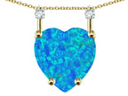 Star K Heart Shape 8mm Blue Created Opal Stackable Mothers Pendant