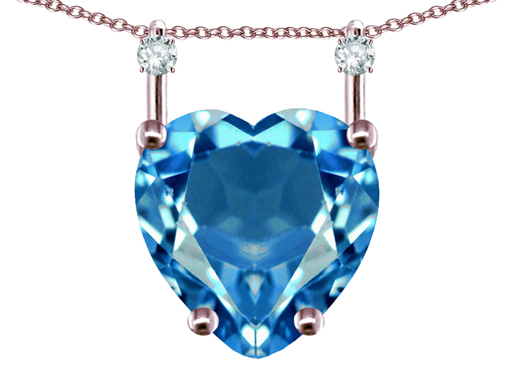 Star K Heart Shape 8mm Genuine Blue Topaz Stackable Mothers Pendant