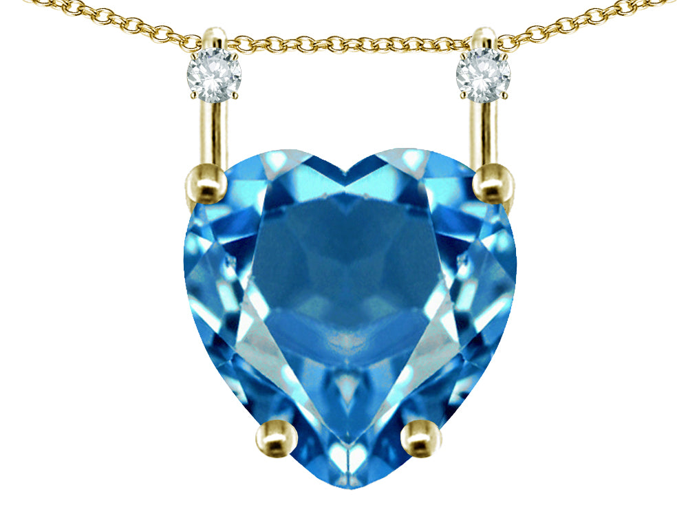 Star K Heart Shape 8mm Genuine Blue Topaz Stackable Mothers Pendant