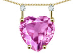 Star K Heart Shape 8mm Created Pink Sapphire Stackable Mothers Pendant