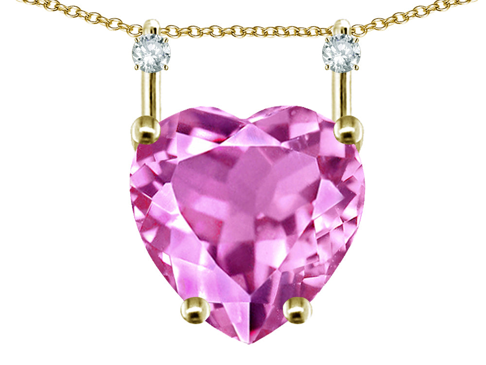 Star K Heart Shape 8mm Created Pink Sapphire Stackable Mothers Pendant