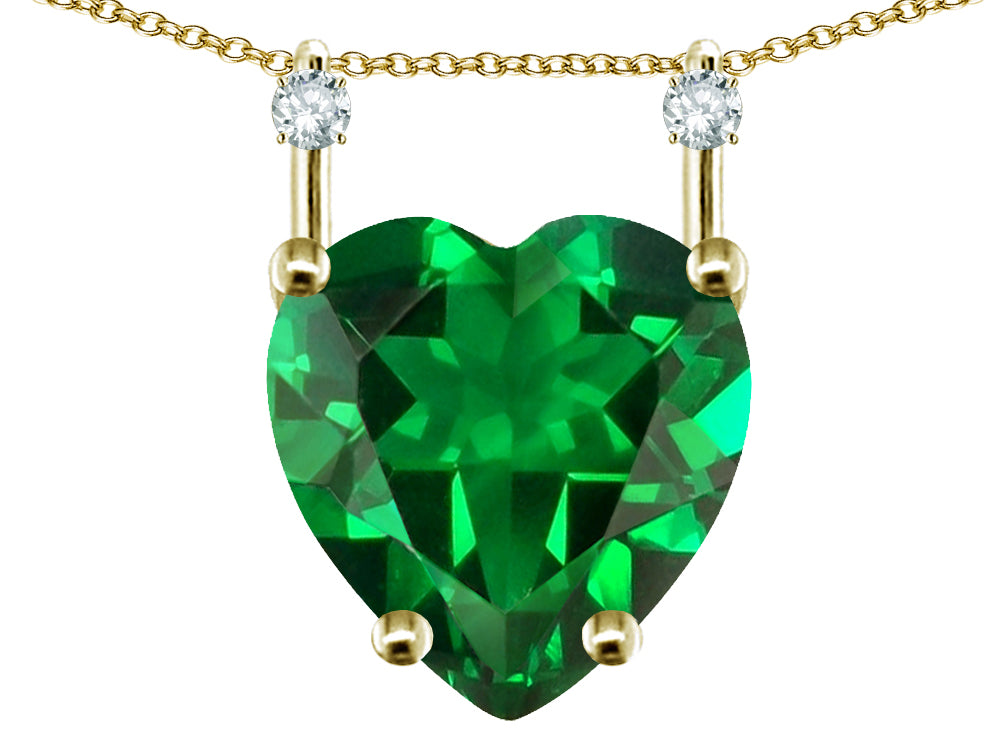 Star K Heart Shape 8mm Simulated Emerald Stackable Mothers Pendant