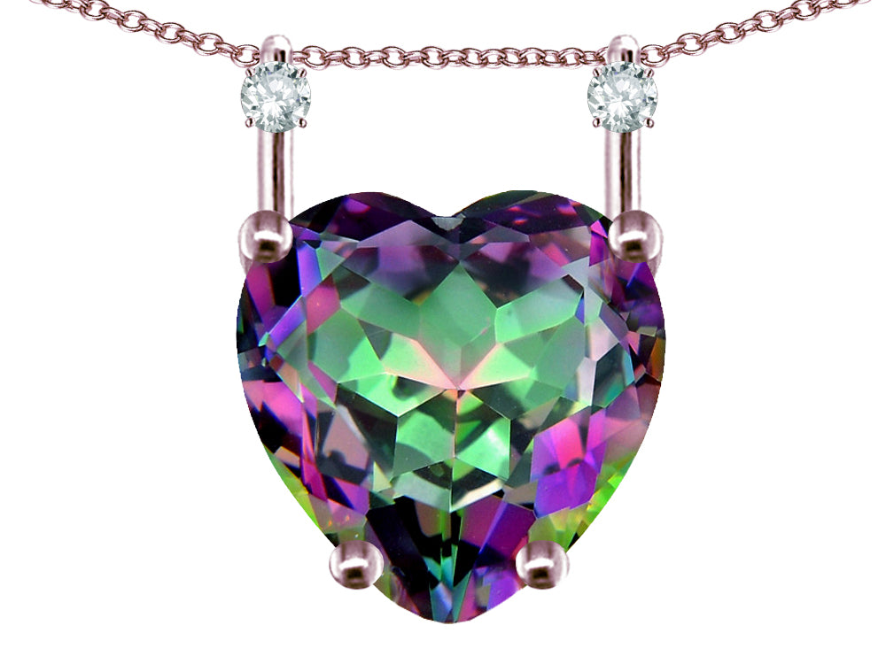 Star K Heart Shape 8mm Rainbow Mystic Topaz Stackable Mothers Pendant
