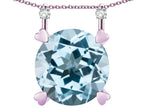 Star K Round 7mm Simulated Aquamarine Stackable Mothers Hearts Pendant
