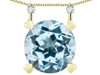 Star K Round 7mm Simulated Aquamarine Stackable Mothers Hearts Pendant
