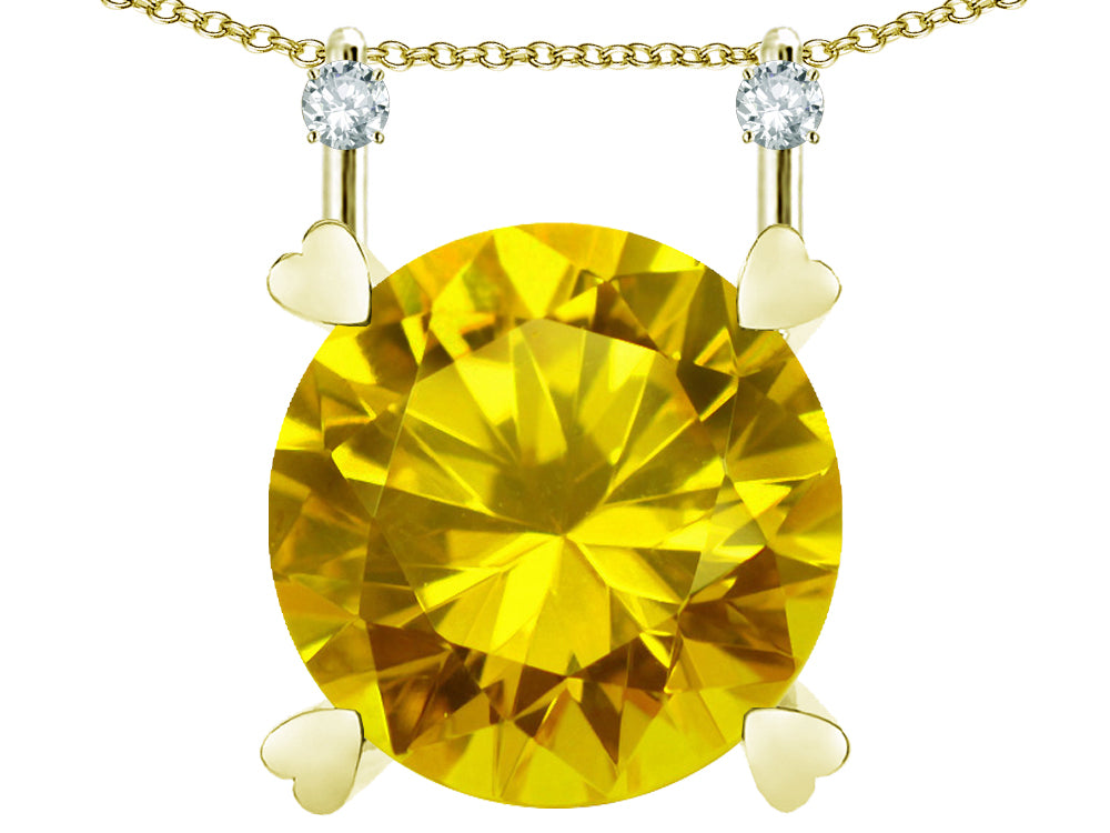 Star K Round 7mm Genuine Citrine Stackable Mothers Hearts Pendant