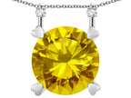Star K Round 7mm Genuine Citrine Stackable Mothers Hearts Pendant