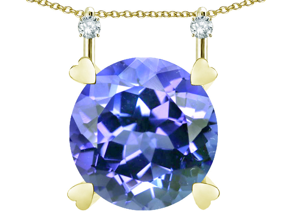 Star K Round 7mm Simulated Tanzanite Stackable Mothers Hearts Pendant