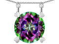 Star K Round 7mm Rainbow Mystic Topaz Stackable Mothers Hearts Pendant