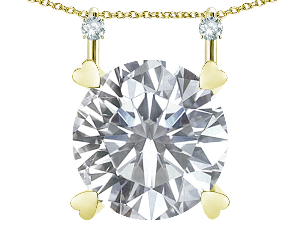 Star K Round 7mm Genuine White Topaz Stackable Mothers Hearts Pendant