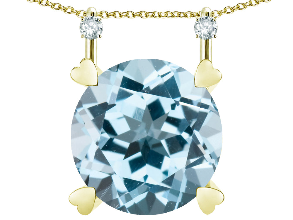 Star K Round 7mm Simulated Aquamarine Stackable Mothers Hearts Pendant