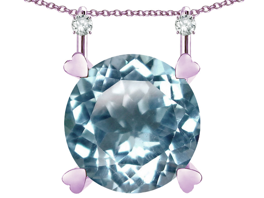 Star K Round 7mm Genuine Sky Blue Topaz Stackable Mothers Hearts Pendant