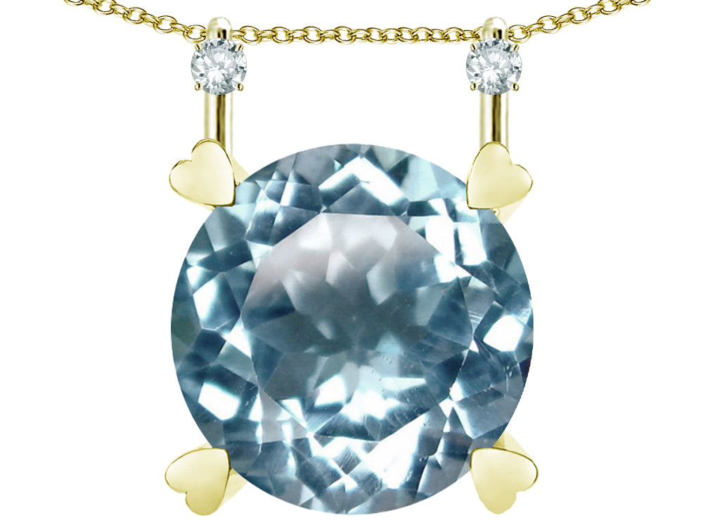 Star K Round 7mm Genuine Sky Blue Topaz Stackable Mothers Hearts Pendant
