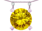 Star K Round 7mm Genuine Citrine Stackable Mothers Hearts Pendant