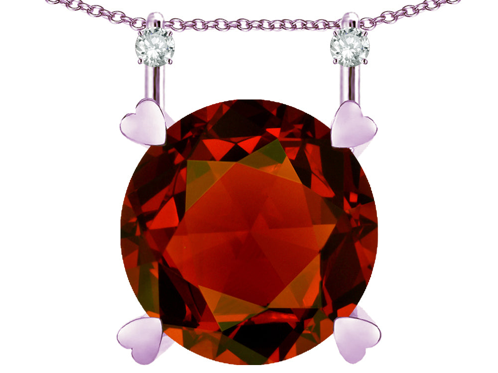 Star K Round 7mm Genuine Garnet Stackable Mothers Hearts Pendant