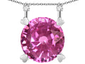 Star K Round 7mm Created Pink Sapphire Stackable Mothers Hearts Pendant