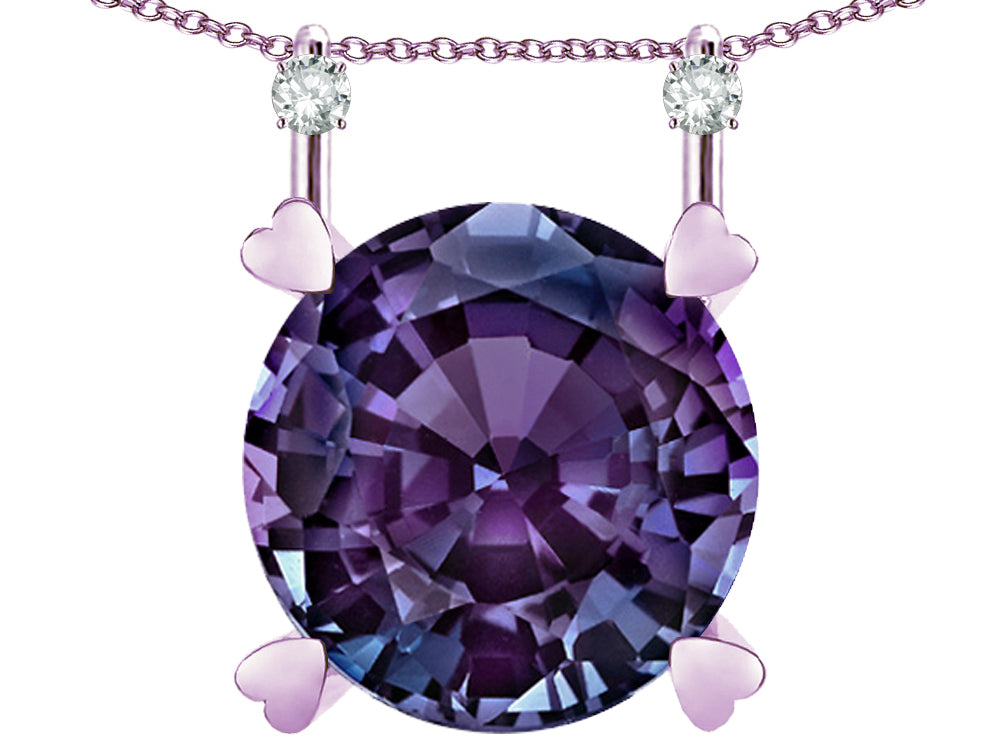 Star K Round 7mm Simulated Alexandrite Stackable Mothers Hearts Pendant
