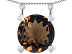 Star K Round 7mm Genuine Smoky Quartz Stackable Mothers Hearts Pendant