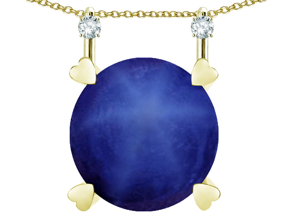 Star K Round 7mm Created Star Sapphire Stackable Mothers Hearts Pendant