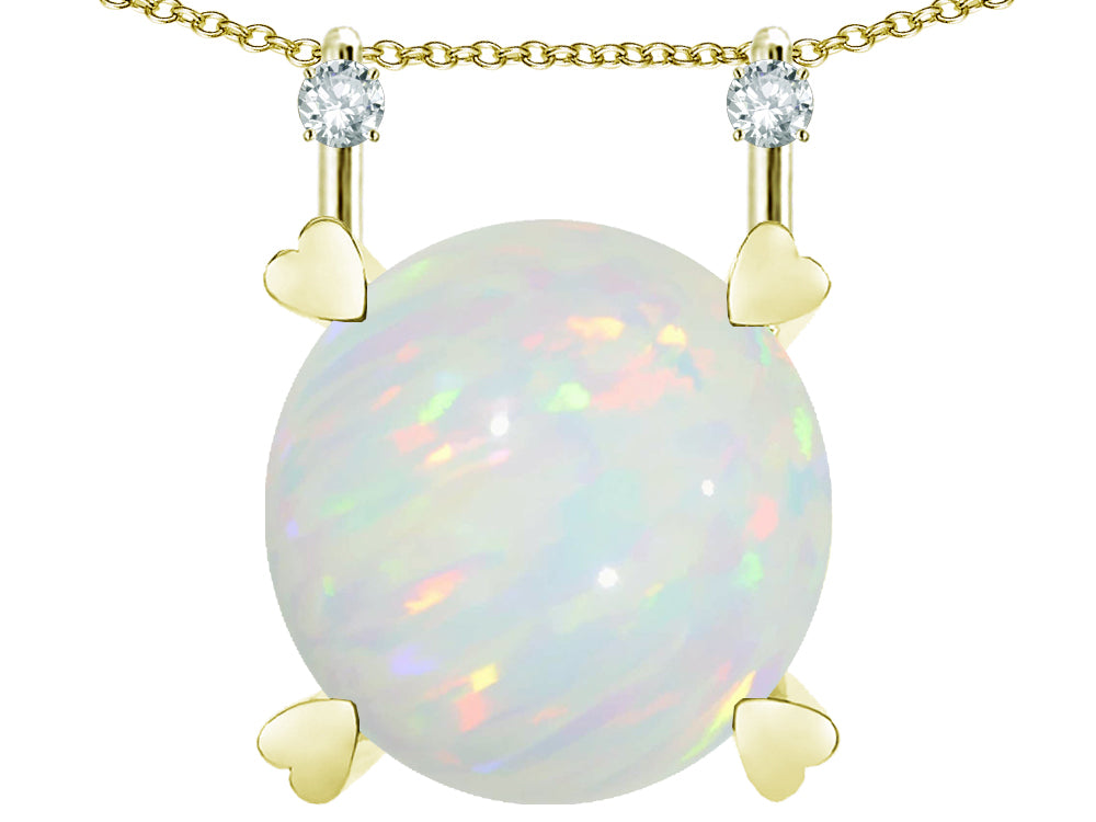 Star K Round 7mm Genuine Opal Stackable Mothers Hearts Pendant