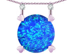 Star K Round 7mm Created Blue Opal Stackable Mothers Hearts Pendant