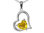 Star K Heart Shape 7mm Genuine Citrine Open Floating Heart Necklace Pendant